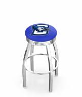 Creighton Bluejays Chrome Swivel Barstool with Ribbed Accent Ring