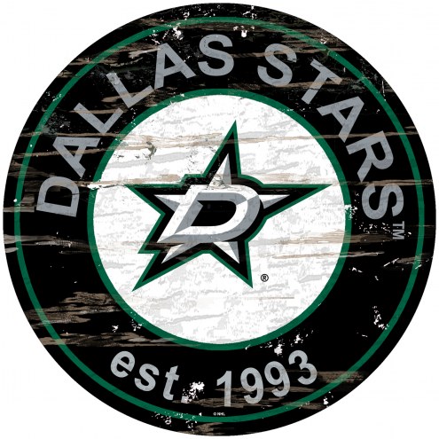 Dallas Stars Distressed Round Sign