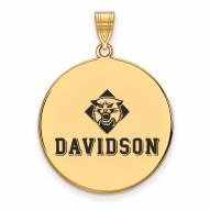 Davidson Wildcats Sterling Silver Gold Plated Extra Large Enameled Disc Pendant