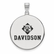 Davidson Wildcats Sterling Silver Extra Large Enameled Disc Pendant