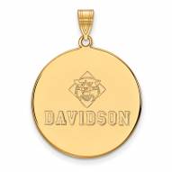 Davidson Wildcats Sterling Silver Gold Plated Extra Large Disc Pendant