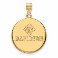 Davidson Wildcats Sterling Silver Gold Plated Large Disc Pendant
