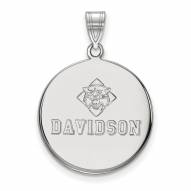 Davidson Wildcats Sterling Silver Large Disc Pendant