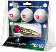 Dayton Flyers Gold Crosshair Divot Tool & 3 Golf Ball Gift Pack