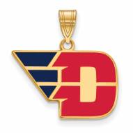 Dayton Flyers Sterling Silver Gold Plated Medium Enameled Pendant