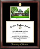 Delaware Blue Hens Gold Embossed Diploma Frame with Campus Images Lithograph