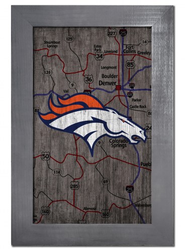 Denver Broncos 11&quot; x 19&quot; City Map Framed Sign