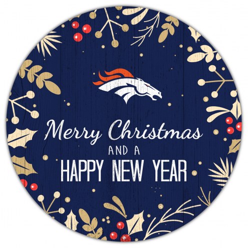 Denver Broncos 12&quot; Merry Christmas & Happy New Year Sign