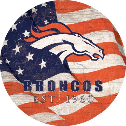 Denver Broncos 12&quot; Team Color Flag Circle Sign