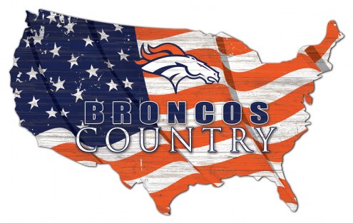Denver Broncos 15&quot; USA Flag Cutout Sign