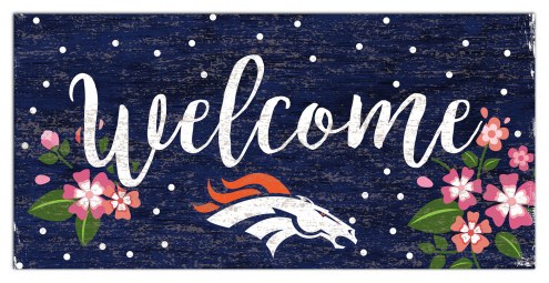 Denver Broncos 6&quot; x 12&quot; Floral Welcome Sign