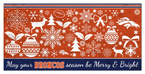Denver Broncos 6&quot; x 12&quot; Merry & Bright Sign