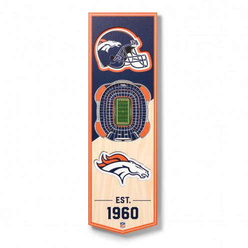 Denver Broncos 6&quot; x 19&quot; 3D Stadium Banner Wall Art