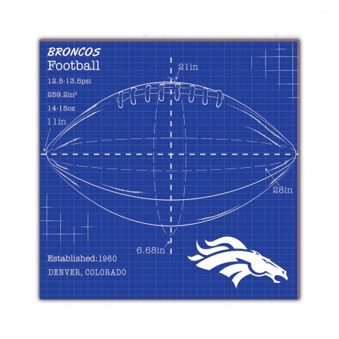 Denver Broncos Ball Blueprint 10&quot; x 10&quot; Sign