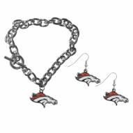 Denver Broncos Chain Bracelet & Dangle Earring Set