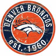 Denver Broncos Distressed Round Sign