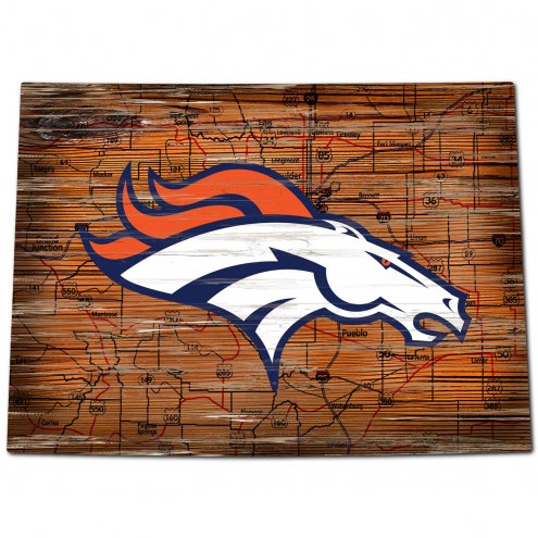 Denver Broncos Distressed State with Logo Sign