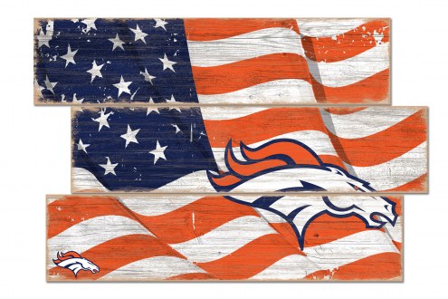 Denver Broncos Flag 3 Plank Sign