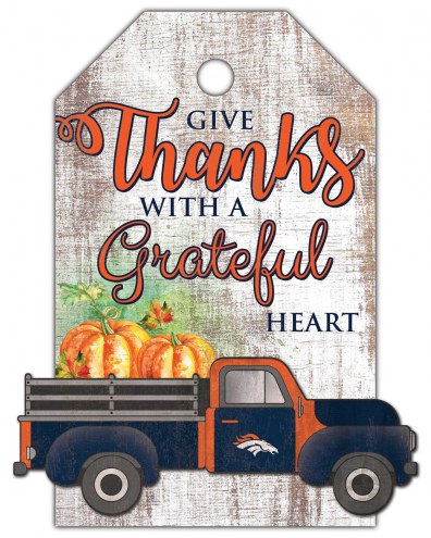 Denver Broncos Gift Tag and Truck 11&quot; x 19&quot; Sign