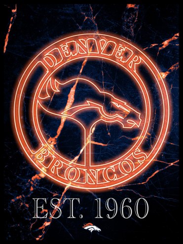 Denver Broncos Neon Circle Logo 12&quot; x 16&quot; Framed Wall Art