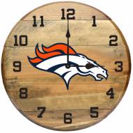 Denver Broncos Oak Barrel Clock