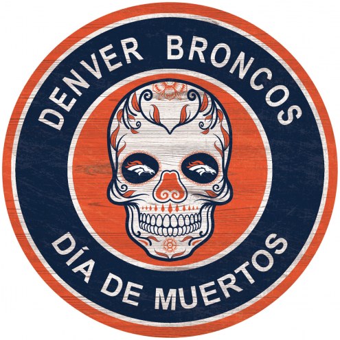 Denver Broncos Sugar Skull 12&quot; Circle Sign