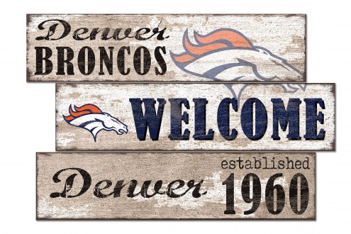 Denver Broncos Welcome 3 Plank Sign