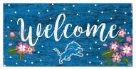 Detroit Lions 6" x 12" Floral Welcome Sign