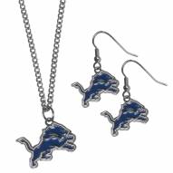 Detroit Lions Dangle Earrings & Chain Necklace Set