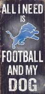 Detroit Lions Football & Dog Wood Sign