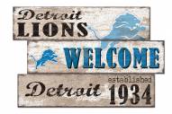 Detroit Lions Welcome 3 Plank Sign
