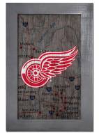 Detroit Red Wings 11" x 19" City Map Framed Sign