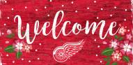 Detroit Red Wings 6" x 12" Floral Welcome Sign
