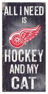 Detroit Red Wings 6" x 12" Hockey & My Cat Sign