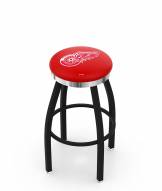 Detroit Red Wings Black Swivel Barstool with Chrome Accent Ring