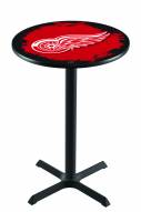 Detroit Red Wings Black Wrinkle Bar Table with Cross Base