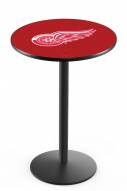 Detroit Red Wings Black Wrinkle Bar Table with Round Base