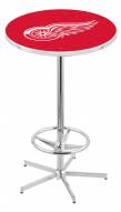 Detroit Red Wings Chrome Bar Table with Foot Ring
