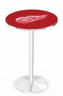 Detroit Red Wings Chrome Pub Table with Round Base