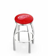 Detroit Red Wings Chrome Swivel Bar Stool with Accent Ring