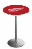Detroit Red Wings Stainless Steel Bar Table with Round Base