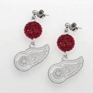 Detroit Red Wings Sterling Silver Crystal Ovation Earrings