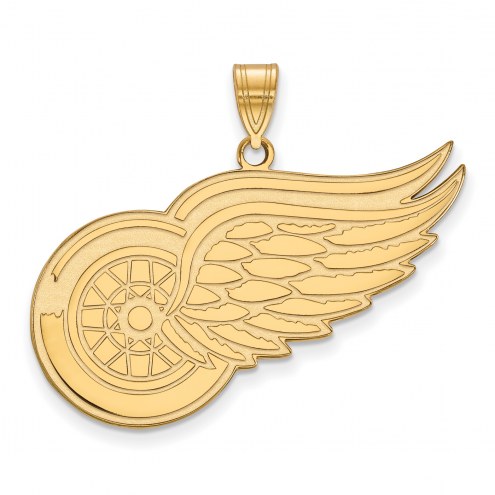 Detroit Red Wings Sterling Silver Gold Plated Extra Large Pendant