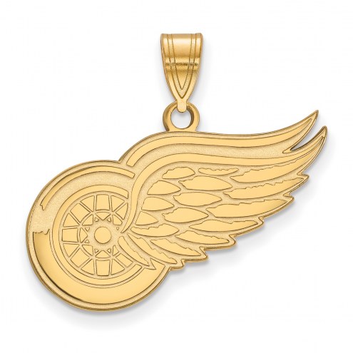 Detroit Red Wings Sterling Silver Gold Plated Large Pendant