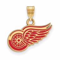 Detroit Red Wings Sterling Silver Gold Plated Small Enameled Pendant