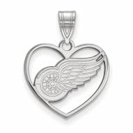 Detroit Red Wings Sterling Silver Heart Pendant