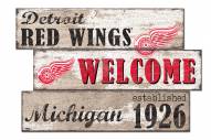 Detroit Red Wings Welcome 3 Plank Sign