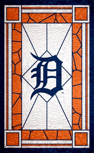 Detroit Tigers 11&quot; x 19&quot; Stained Glass Sign