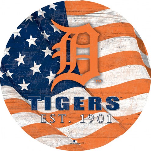 Detroit Tigers 12&quot; Team Color Flag Circle Sign