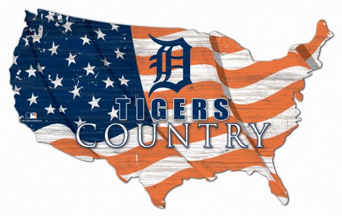 Detroit Tigers 15&quot; USA Flag Cutout Sign